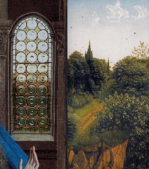 barcarole:Detail from Annunciation, Jan van Eyck, ca. 1434-1436.