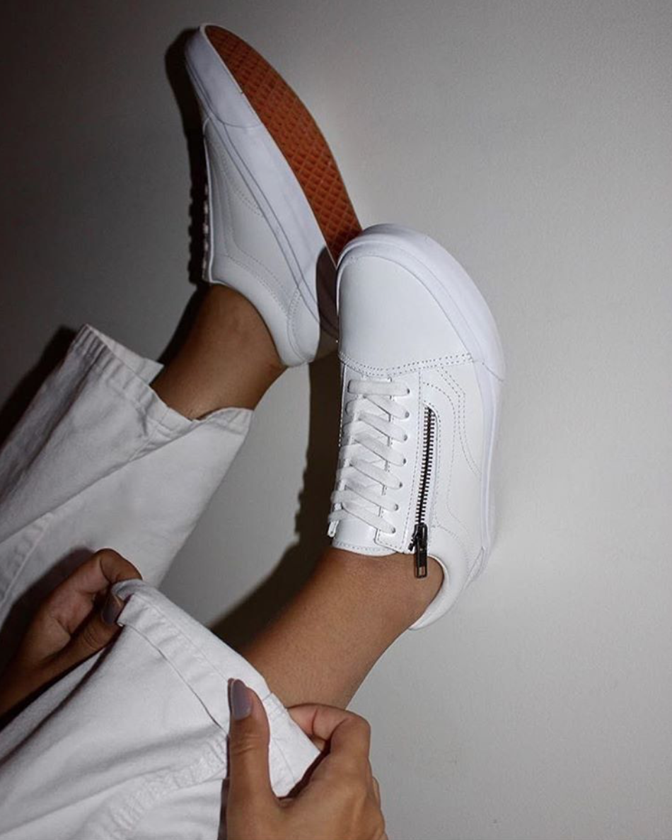 girls white leather vans