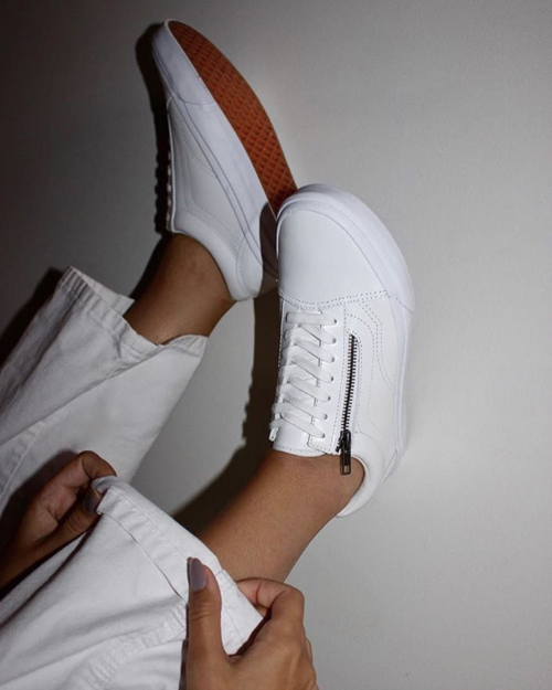 Crisp Whites: The Smooth Leather Old Skool Zip DX.Photo: Vans Canada