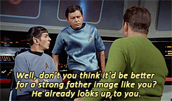 spock-toberfest:orcses:that one time Kirk and Bones argued about who was going to give a teenage boy