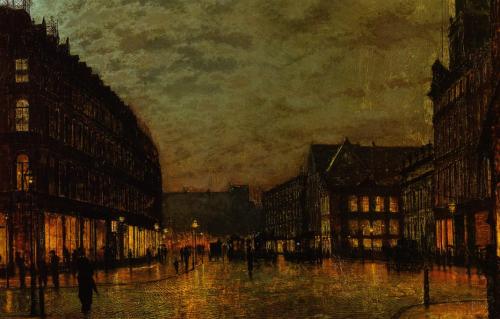 Boars Lane, Leeds by Lamplight, John Atkinson Grimshaw (1836-1893)