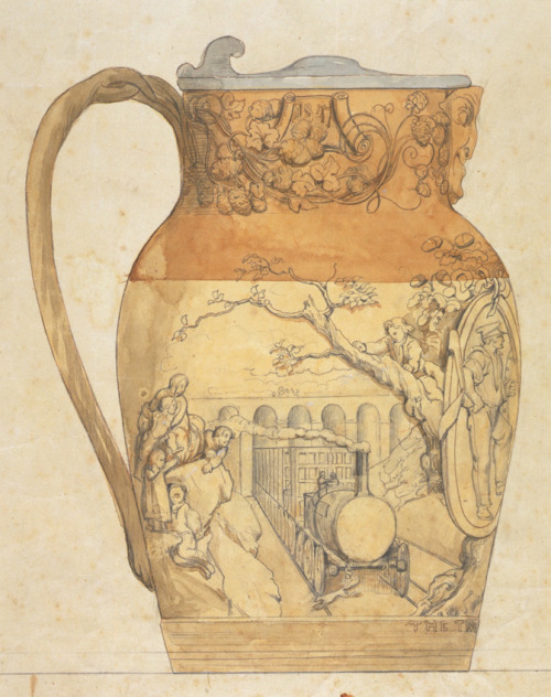 Henry James Townsend, beer jug Two drivers, 1847. London.Householders would take such a jug to colle