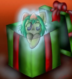 spectralpony:  “Uh…umm… I-I didn’t know what to get you this year, b-but I hope this is okay. M-merry Christmas.”^-^;;   &hellip;oh dear. My cuteness quota for the day has been surpassed so many times over, I believe I&rsquo;m going into diabetic