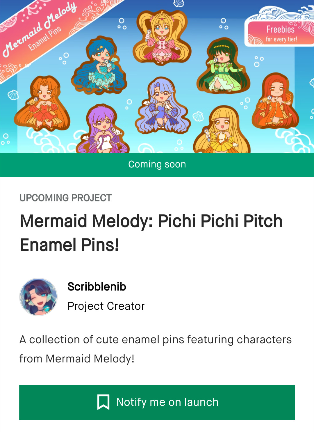 Mermaid Melody: Pichi Pichi Pitch Enamel Pins! by Scribblenib — Kickstarter