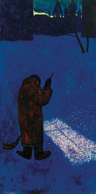 sovietpostcards: “Street Sweeper. New Year Night” by Ilya Glazunov (1968)