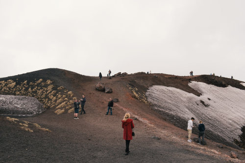A cloudy day on one of Mt Etna’s rim craters.