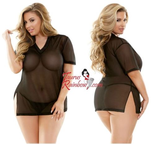 lingerie-plus:  Brandy Mesh V-Neck Sleep Shirt & G-String