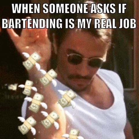 Money. Cash. Hoes. Like Funny Bartenders on Facebook