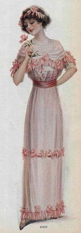 pinkcinnamonrolls:Peachy pink dresses, Ladies’ Home Journal, 1910-1919