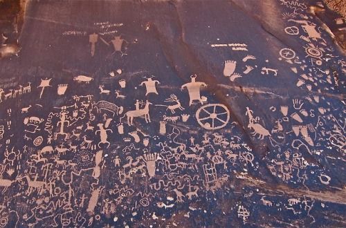 Petroglyphs are images carved into the surfaces of rock by removing part of the rock with incisions 