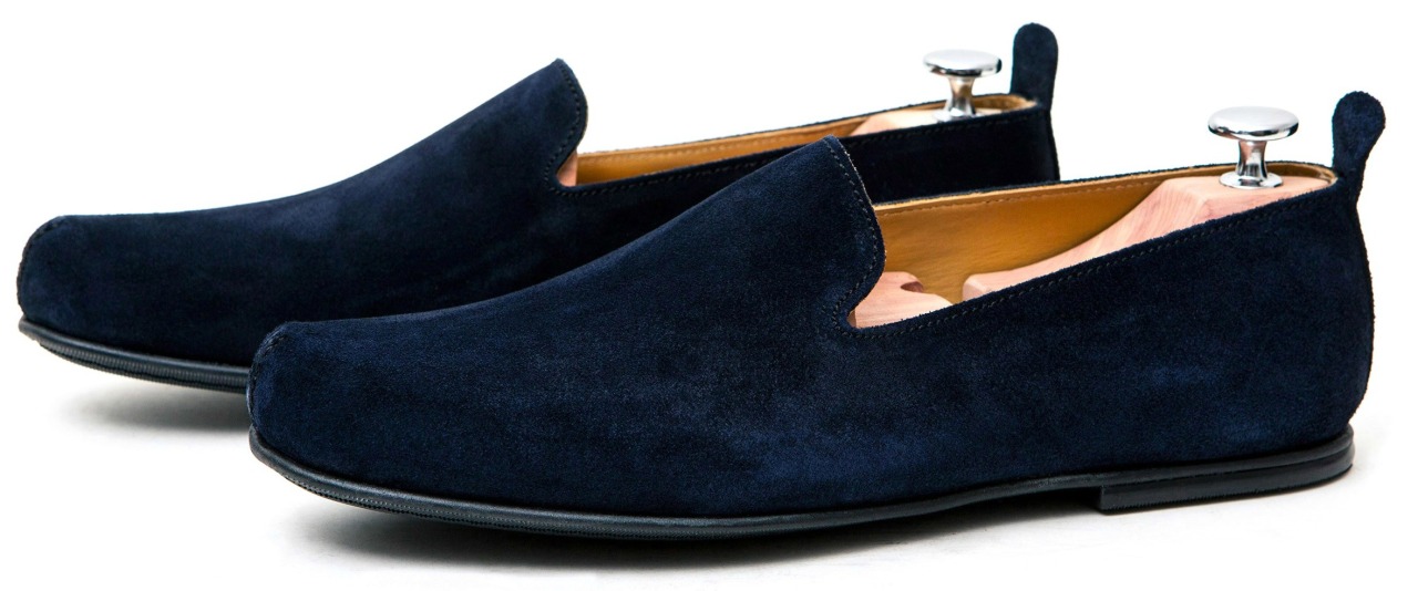 Markowski navy blue suede loafers - evening shoes... - Dandy Punk Shoes