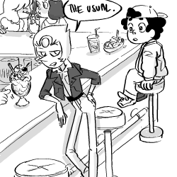 sapphire-spacegem:  miraculoustang:  pearl doesnt even eat the sundae she just slides it off the counter and leaves.   &lt;3&lt;3&lt;3