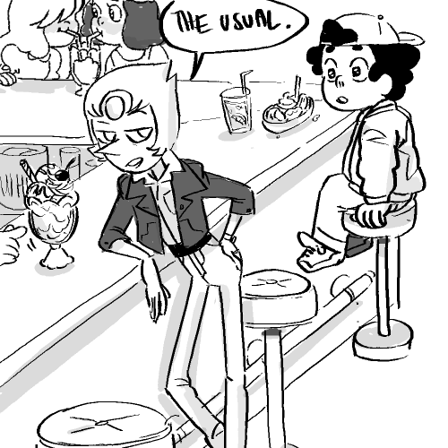 miraculoustang:pearl doesnt even eat the sundae she just slides it off the counter and leaves. 