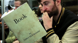 tastefullyoffensive:  Video: Comedian Scott Rogowsky 'Reads’ Another Hilarious Collection of Fake Books on the NYC Subway (part one)