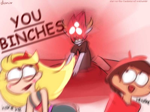star-vs-the-fandoms-of-evil: Star and Marco and their wonderful tall angry demon friend Tom 