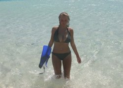 Chestmelons:  A Sexy Tan Blonde Beach Lover Gets Rid Of Her Top!