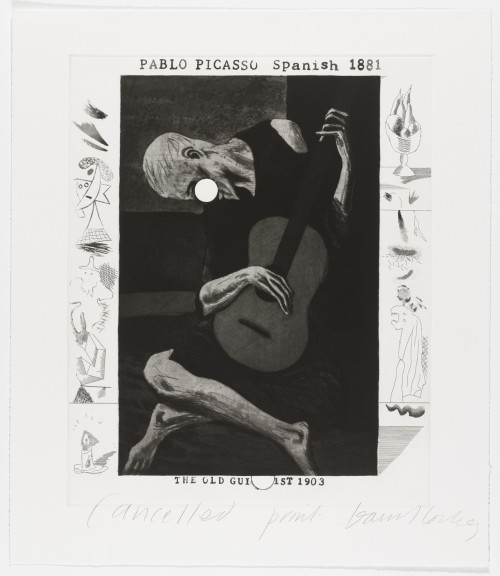 Cancellation proof for The Old Guitarist from The Blue Guitar, David Hockney, 1977, MoMA: Drawings a