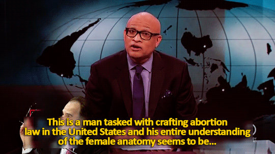 sandandglass:The Nightly Show, March 10, 2015An Idaho lawmaker received a brief lesson on female anatomy after asking if a woman can swallow a small camera for doctors to conduct a remote gynecological exam.