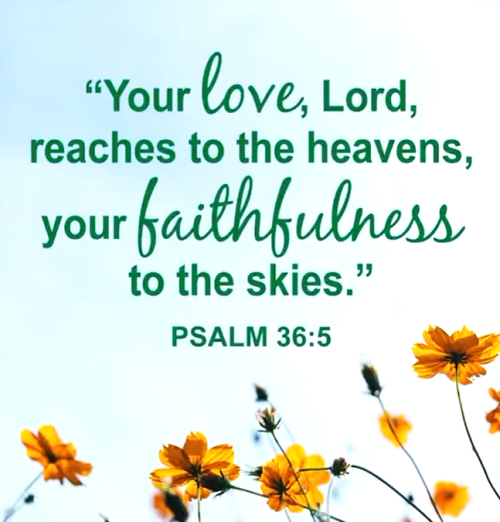 Psalm 36:5 (NIV) - Your love, LORD, reaches to the heavens,    Your faithfulness to the skies.