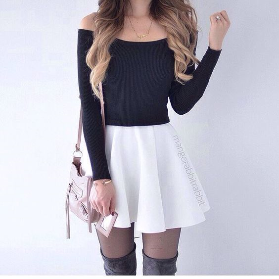 skater dress with thigh high boots