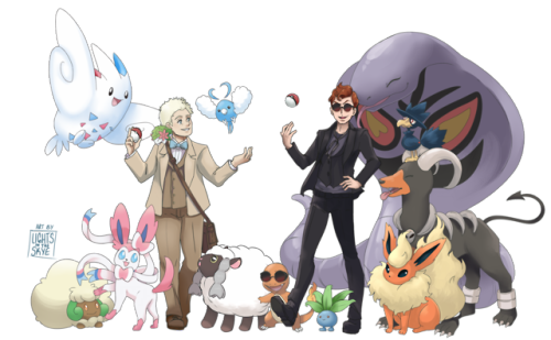 lightsintheskye:I wanted to draw more Good Omens but I also wanted to draw Pokemon, so I made the ob