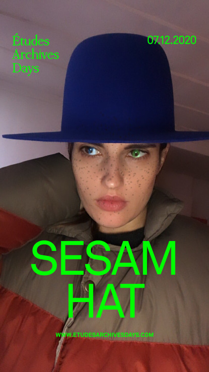 Ana Kraš being playful with the graphic silhouette of our beloved SESAM Hat.—Études Archives Days04–