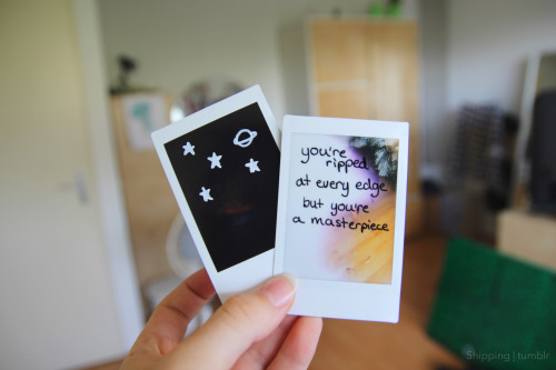 5hipping:Two more of my polaroids that went wrong that I drew and wrote on (please don’t change the 