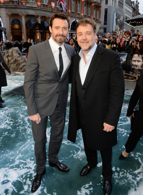 smallwind:2014 3/31 Hugh Jackman and Russell Crowe attend the UK premiere of “Noah”