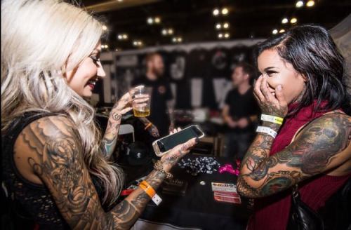 Plotting with my bestie @itsmsbernadette at the @goldenstatetattooexpo this weekend by elleaudra