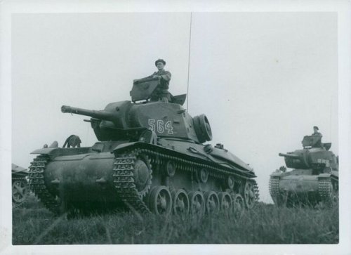 bmashine:Medium tanks Strv m/42 on the exercises of the Swedish army; ~ early 50-ies.