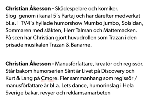 Vill du ha en skräddarsydd lösning till ert event i form av parodier och konferencier?
https://www.artistocheventbolaget.com/artist/christian-akesson/
Vill du ha ett företagssamarbete?
https://www.tiktok.com/@christianakessonofficial