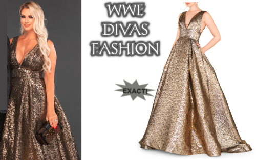 Maryse wore the Mac Duggal 66217D Gown in Gold to the 2019 WWE Hall of Fame Induction Ceremony on Ap