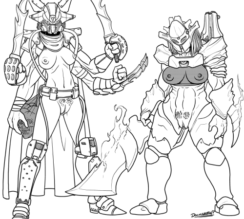 doomington:  Stream Pics!The Boa sisters showing off their throbbing namesakes. (What? Snakes? Nah, surely “boa” is a reference to dongs right? Right?)The sisters were originally drawn separately (Well, Sandersonia and Marigold where together, but