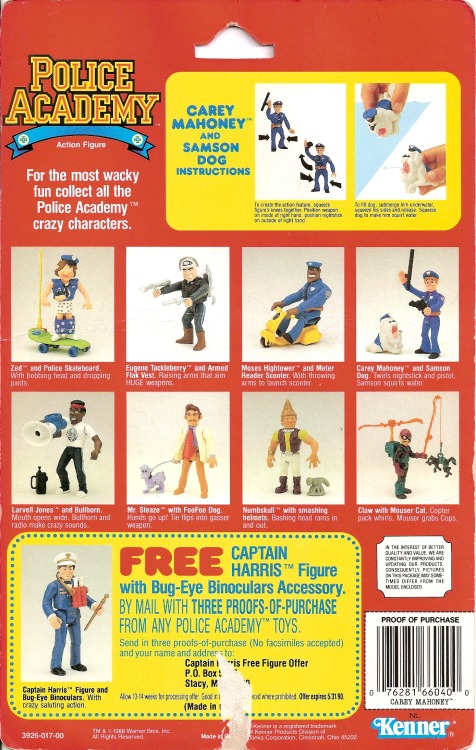 Police Academy action figures cards.