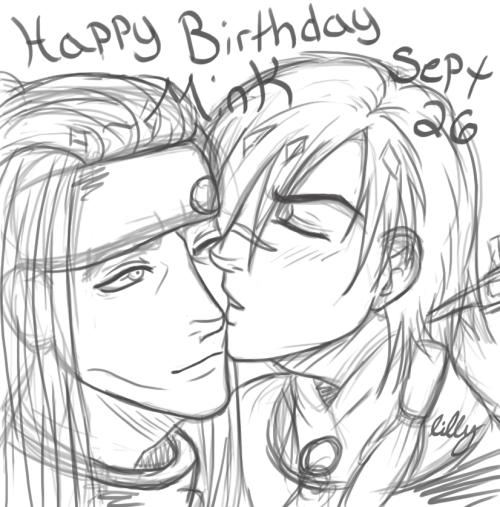 killyz:  Since i missed Koujaku’s birthday this year…thought i’d do some Minkou for Mink’s.Sweet birthday kisses! 