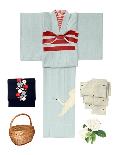 Coordination test by Gofukuyasan with their Heron kimono/yukata. I really like the spitz haneri coll