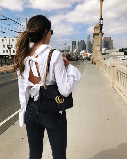 Love this look by Thrifts and Thread, especially this Gucci bag 