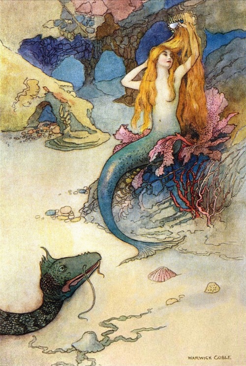 oldchildrensbooks: The Mermaid and the Dragon. Artist : Warwick Goble.