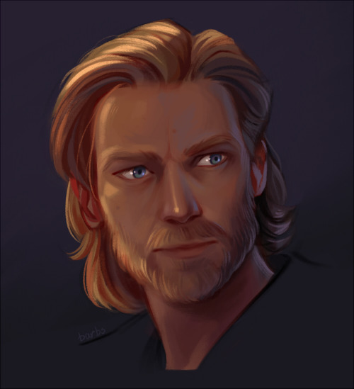 barbsart:An Obi-Wan Kenobi portrait from last summer. His beard is so satisfying to paint??