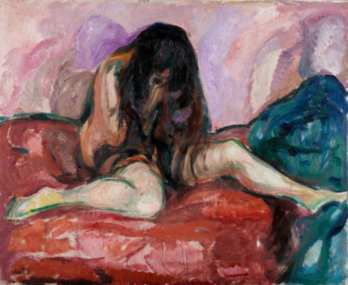 nobrashfestivity:Edvard Munch, Weeping Nude, 1913more