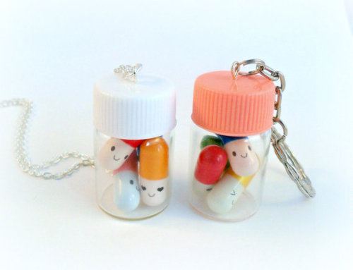 cute-etsy:Happy Pill Bottle Necklace $8.00