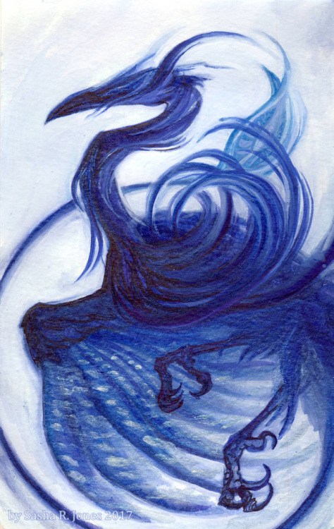  ‘Stellar Void Heron’, 5" x 8" mixed media. Another one from the marathon stre