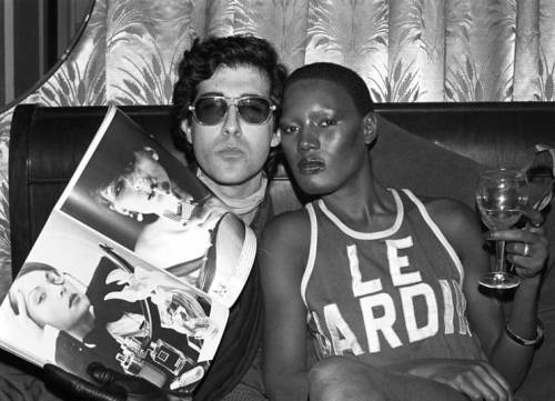pattismithandrobertmapplethorpe:  David Croland and Grace Jones by Christopher Makos