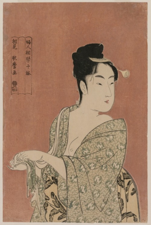 cma-japanese-art: Woman Drying Her Hands (from the series Ten Aspects of the Physiognomy of Women), 