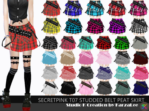 [SecretPink] T07 studded belt peat skirt (S4CC)standalone / new mesh by me / base game/34 swatchesDo