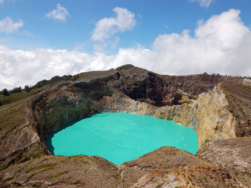 odditiesoflife:  10 Stunning Crater Lakes Around the World  Crater lakes appear when a caldera, a cauldron-like crater formed by the collapse of land following a volcanic eruption, becomes filled with water. Featured above are some of the most stunning,