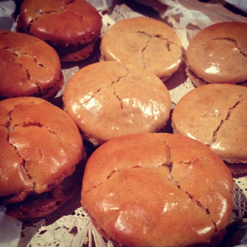 I made gingerbread macarons (pictured) and pumpkin caramels to welcome home my family.