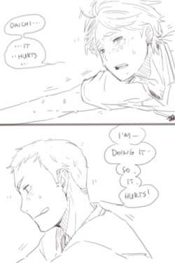 this-puppy-flies-too:  Today’s tiny perversion: 2.3 Sawamura Daichi x Sugawara Koushi (x) 