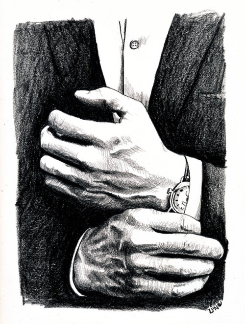 lunadax: What time, Sherlock?a bit more hand porn, in prismacolor premier in black in my Fabriano Ac