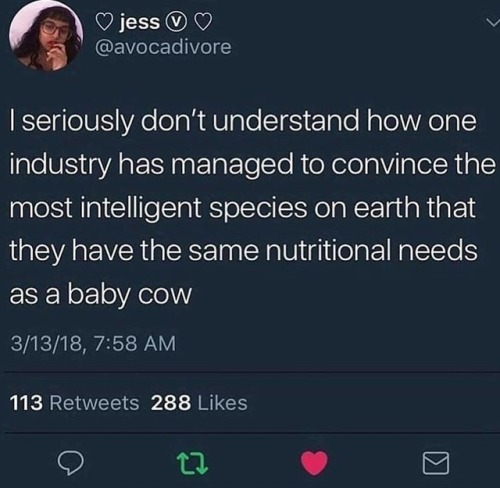 agro-carnist: dairyisntscary:  were-all-queer-here: Well they’re not wrong  humans need more t